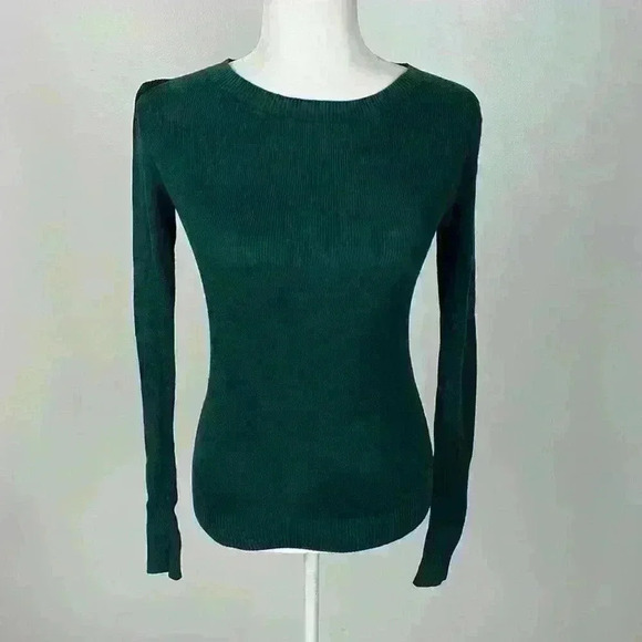 Express Green Ribbed Scoop Neck Sweater Size XS - Picture 1 of 9